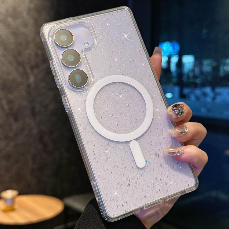 For Samsung Galaxy S25 5G Sequins Glitter MagSafe TPU Phone Case - Transparent