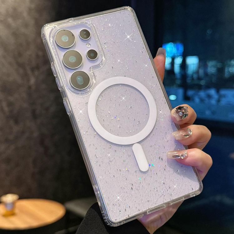 For Samsung Galaxy S25 Ultra 5G Sequins Glitter MagSafe TPU Phone Case - Transparent