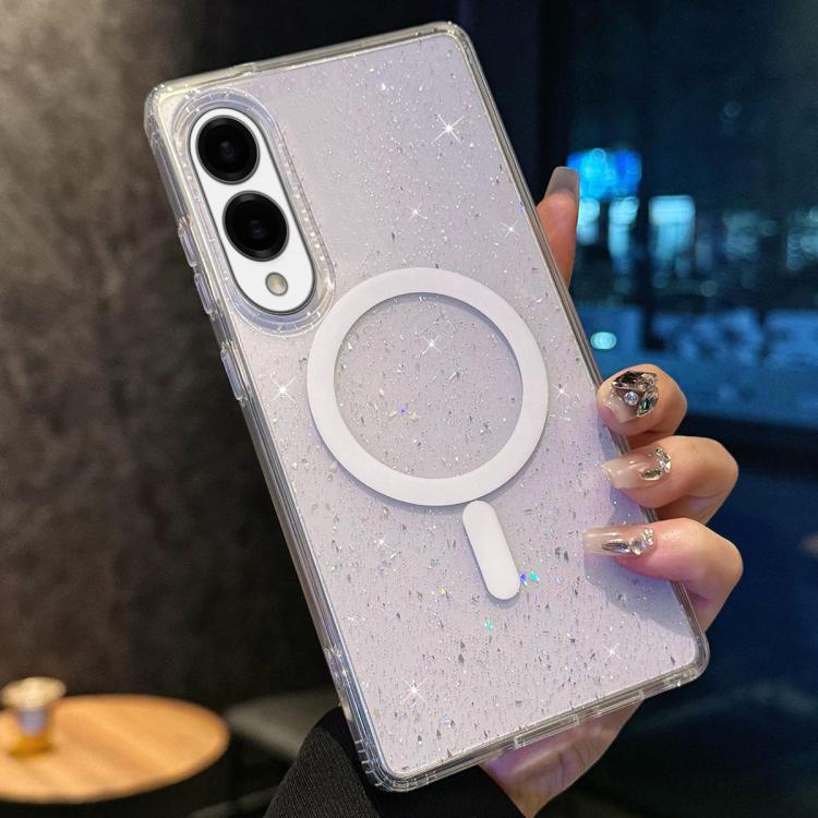 For Samsung Galaxy S25 Edge 5G Sequins Glitter MagSafe TPU Phone Case - Transparent