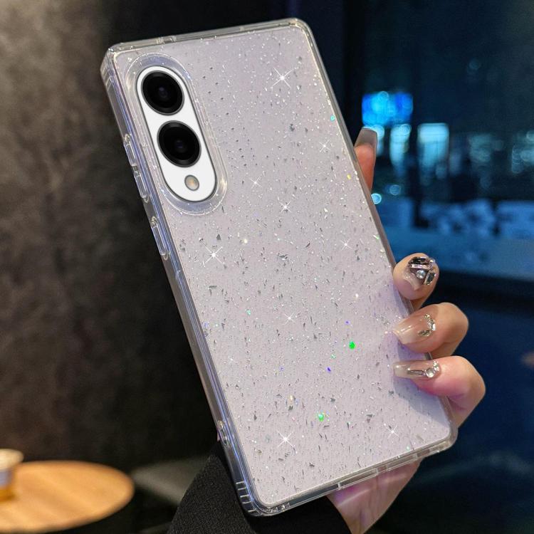 For Samsung Galaxy S25 Edge 5G Sequins Glitter Shockproof TPU Phone Case - Transparent