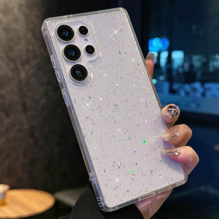 For Samsung Galaxy S25 Ultra 5G Sequins Glitter Shockproof TPU Phone Case - Transparent