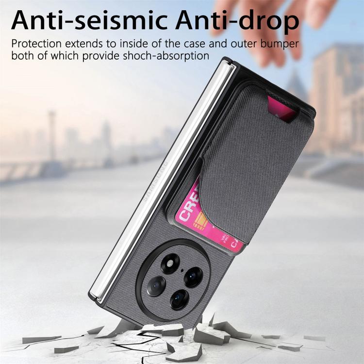 For OPPO Find N5 Twill Fabric Leather Skin Card Bag Magnetic Back Phone Case