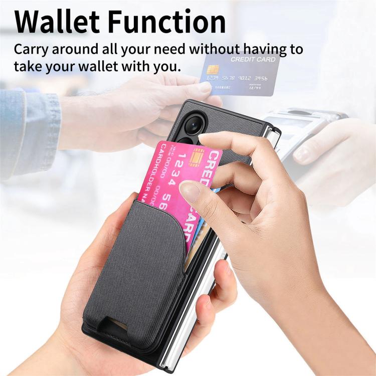 For OPPO Find N5 Twill Fabric Leather Skin Card Bag Magnetic Back Phone Case