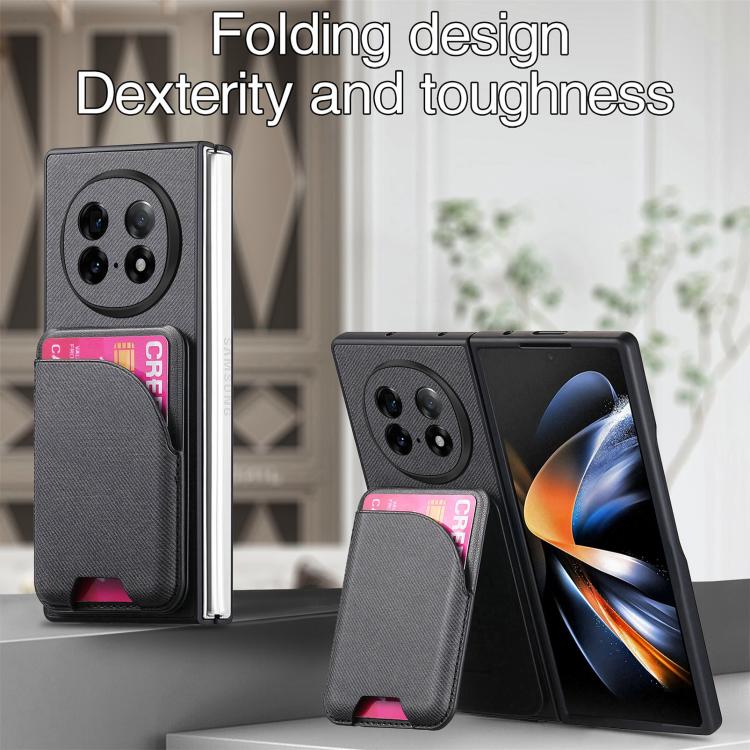 For OPPO Find N5 Twill Fabric Leather Skin Card Bag Magnetic Back Phone Case