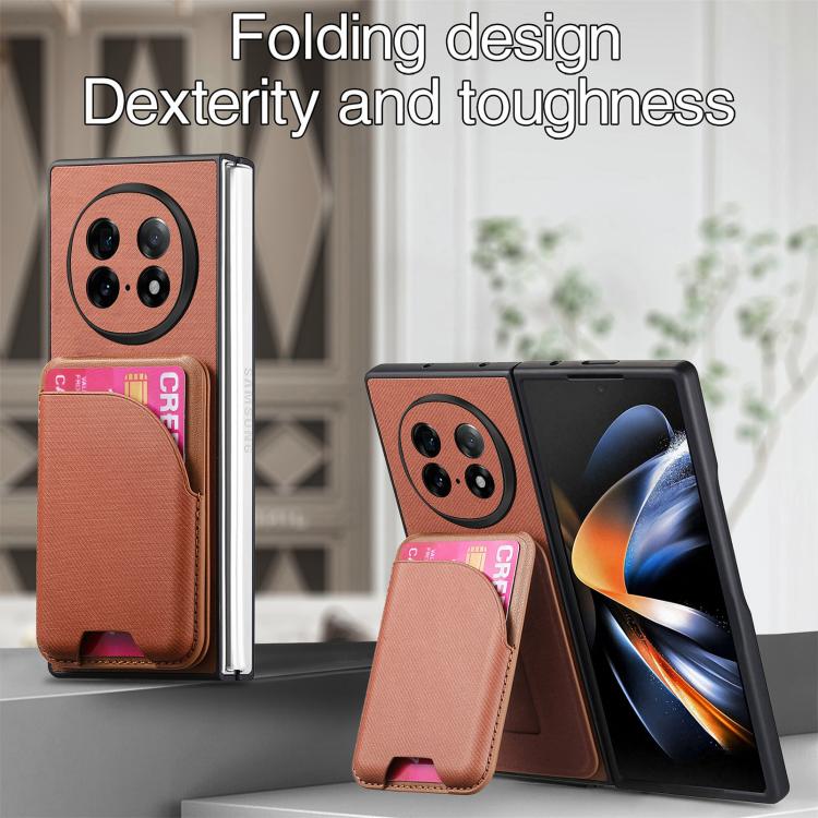 For OPPO Find N5 Twill Fabric Leather Skin Card Bag Magnetic Back Phone Case