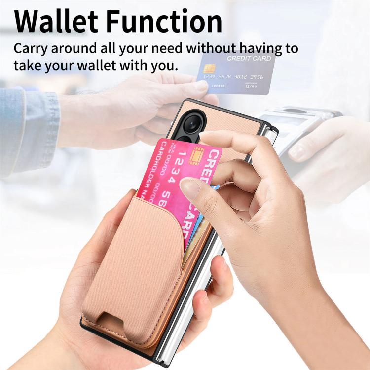 For OPPO Find N5 Twill Fabric Leather Skin Card Bag Magnetic Back Phone Case