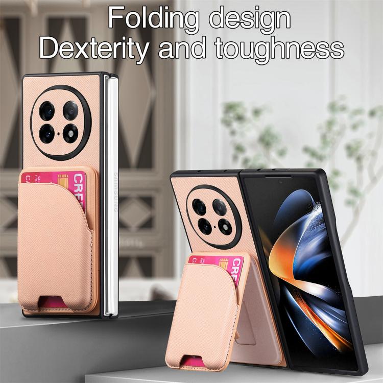 For OPPO Find N5 Twill Fabric Leather Skin Card Bag Magnetic Back Phone Case