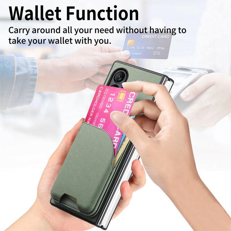 For OPPO Find N5 Twill Fabric Leather Skin Card Bag Magnetic Back Phone Case