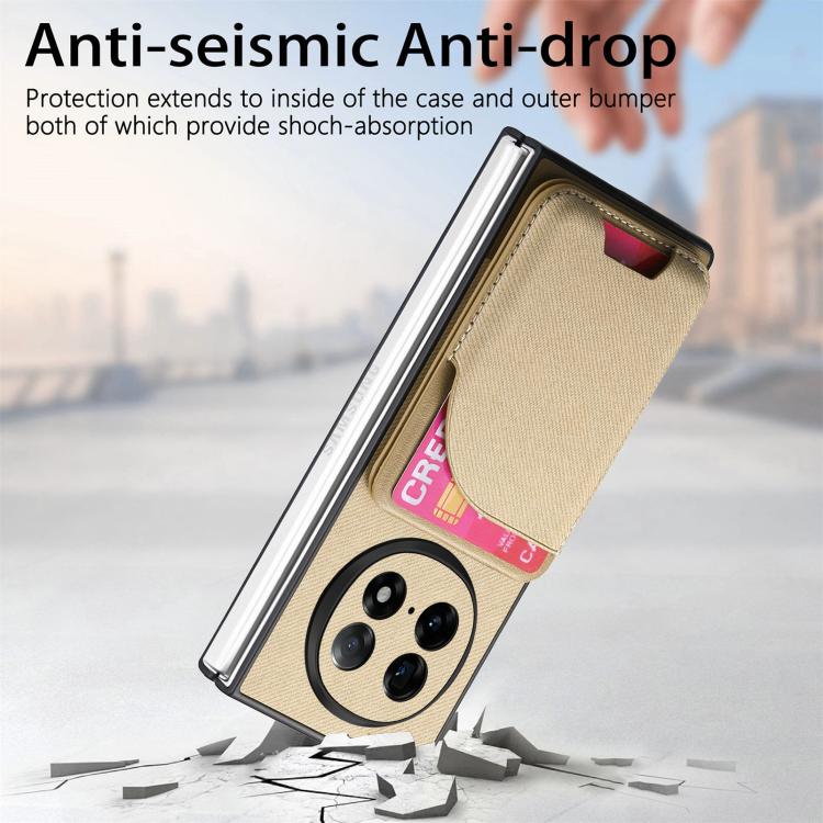 For OPPO Find N5 Twill Fabric Leather Skin Card Bag Magnetic Back Phone Case