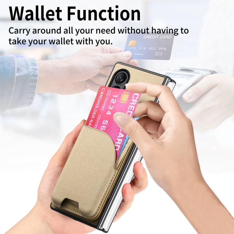 For OPPO Find N5 Twill Fabric Leather Skin Card Bag Magnetic Back Phone Case