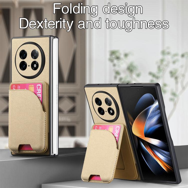 For OPPO Find N5 Twill Fabric Leather Skin Card Bag Magnetic Back Phone Case
