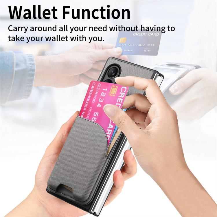 For OPPO Find N5 Twill Fabric Leather Skin Card Bag Magnetic Back Phone Case