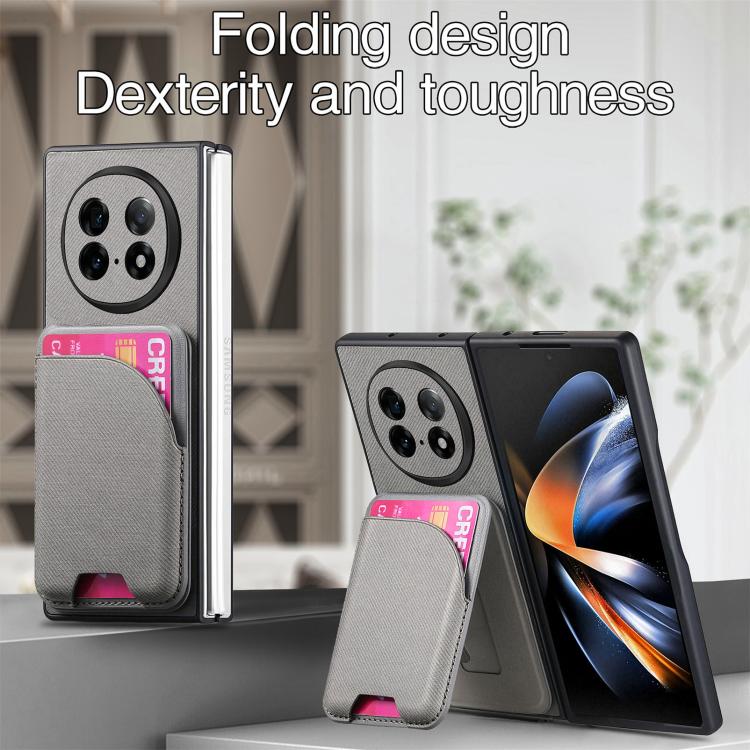 For OPPO Find N5 Twill Fabric Leather Skin Card Bag Magnetic Back Phone Case