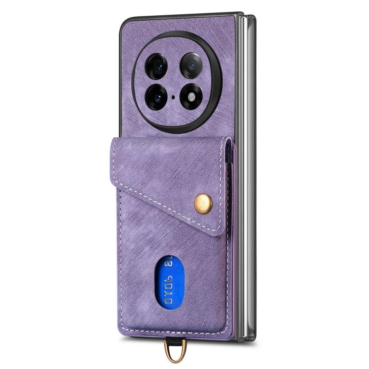For OPPO Find N5 Retro Card Wallet Fold Leather Phone Case with Strap