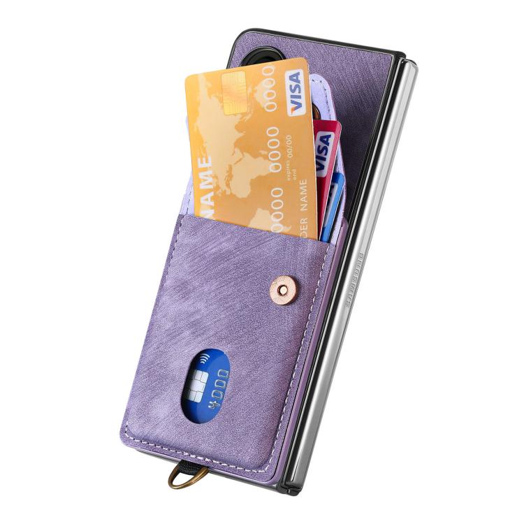 For OPPO Find N5 Retro Card Wallet Fold Leather Phone Case with Strap