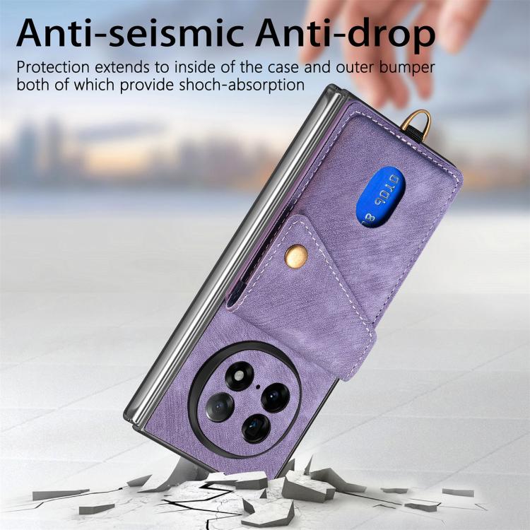 For OPPO Find N5 Retro Card Wallet Fold Leather Phone Case with Strap