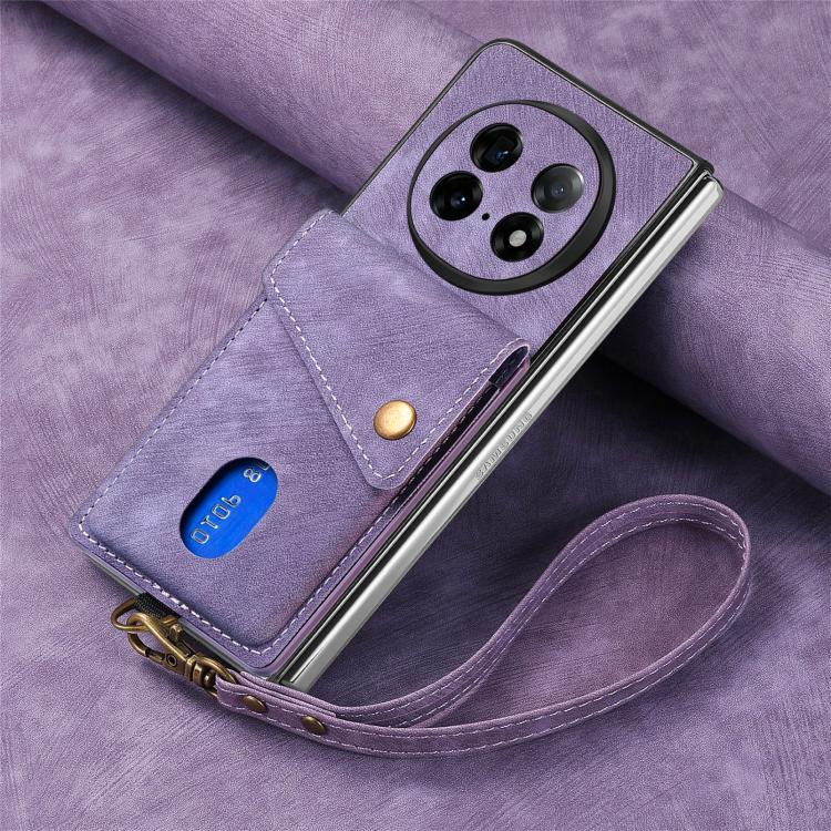 For OPPO Find N5 Retro Card Wallet Fold Leather Phone Case with Strap