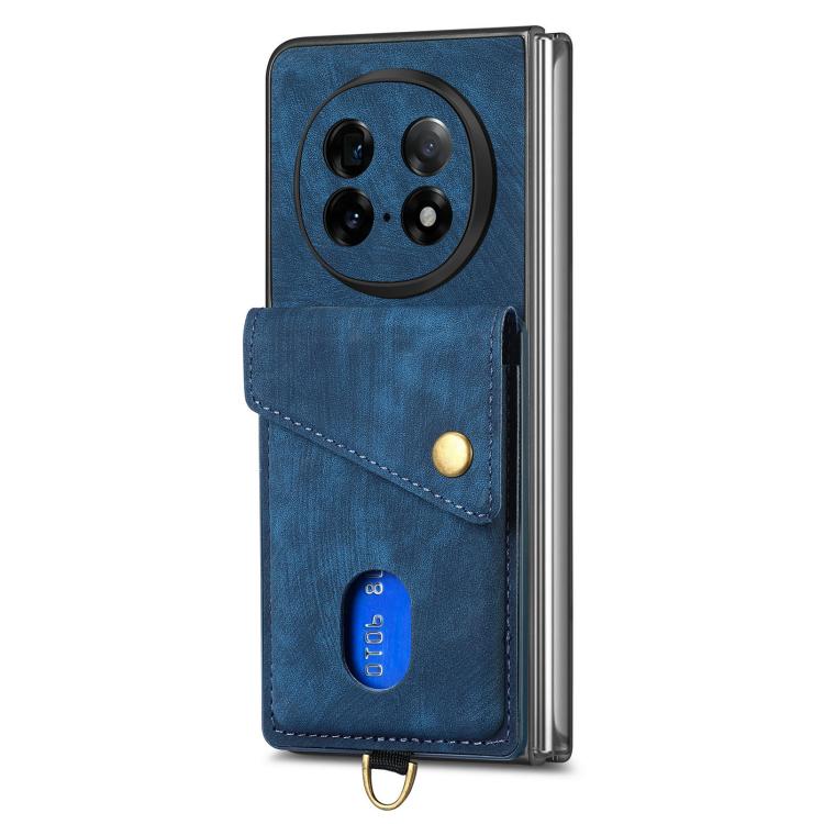 For OPPO Find N5 Retro Card Wallet Fold Leather Phone Case with Strap