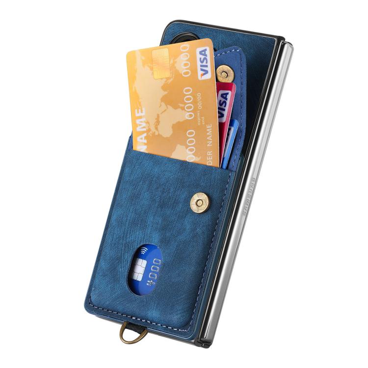 For OPPO Find N5 Retro Card Wallet Fold Leather Phone Case with Strap