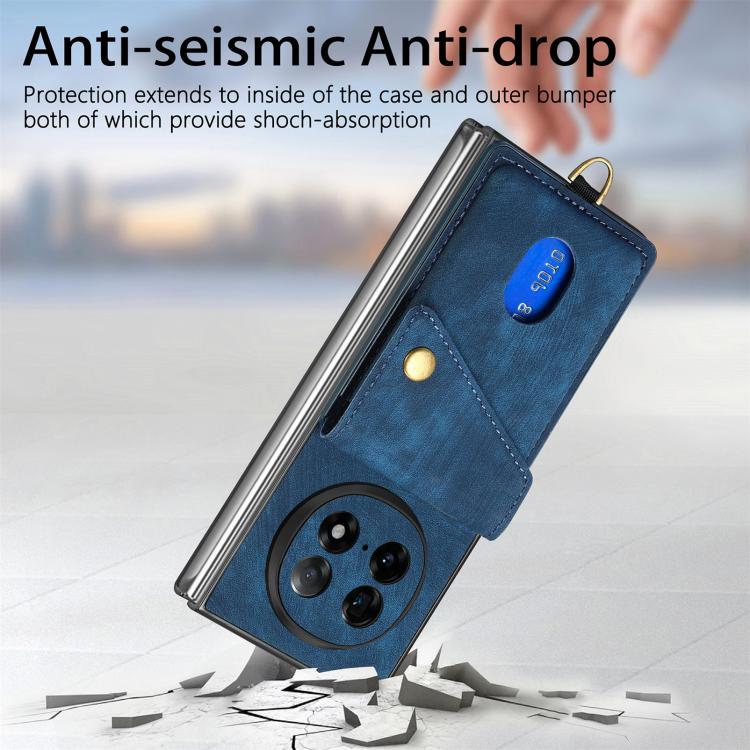 For OPPO Find N5 Retro Card Wallet Fold Leather Phone Case with Strap