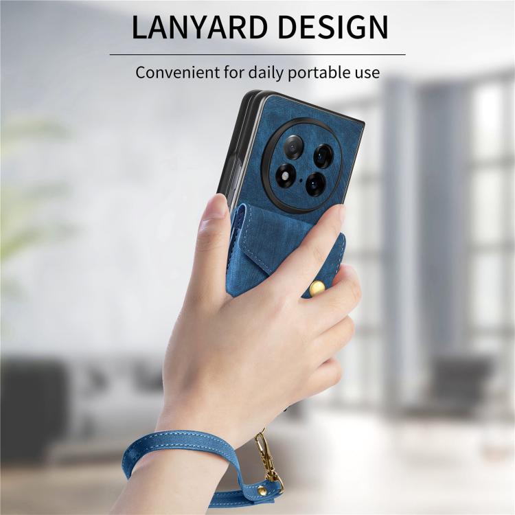For OPPO Find N5 Retro Card Wallet Fold Leather Phone Case with Strap