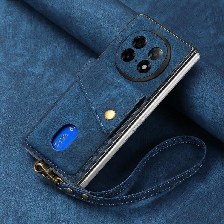 For OPPO Find N5 Retro Card Wallet Fold Leather Phone Case with Strap
