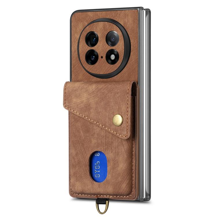 For OPPO Find N5 Retro Card Wallet Fold Leather Phone Case with Strap