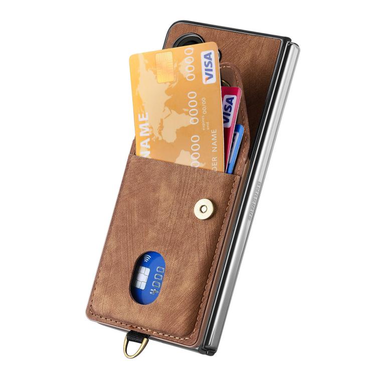 For OPPO Find N5 Retro Card Wallet Fold Leather Phone Case with Strap