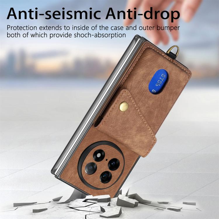 For OPPO Find N5 Retro Card Wallet Fold Leather Phone Case with Strap