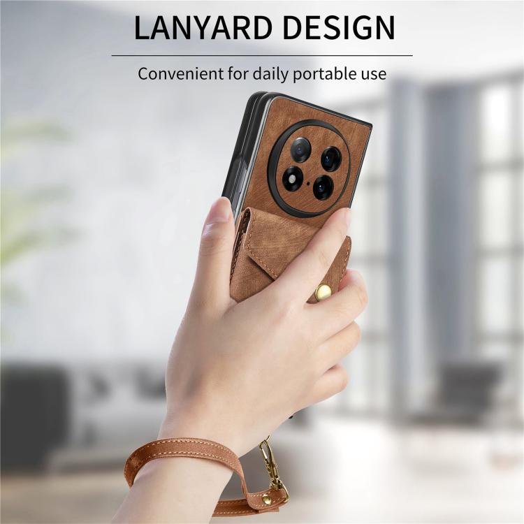 For OPPO Find N5 Retro Card Wallet Fold Leather Phone Case with Strap
