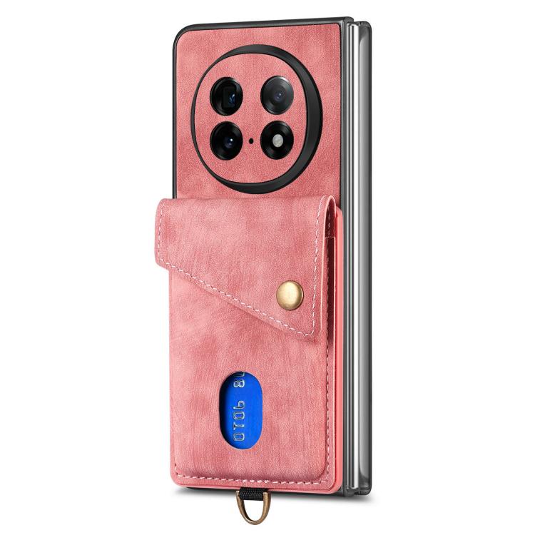 For OPPO Find N5 Retro Card Wallet Fold Leather Phone Case with Strap