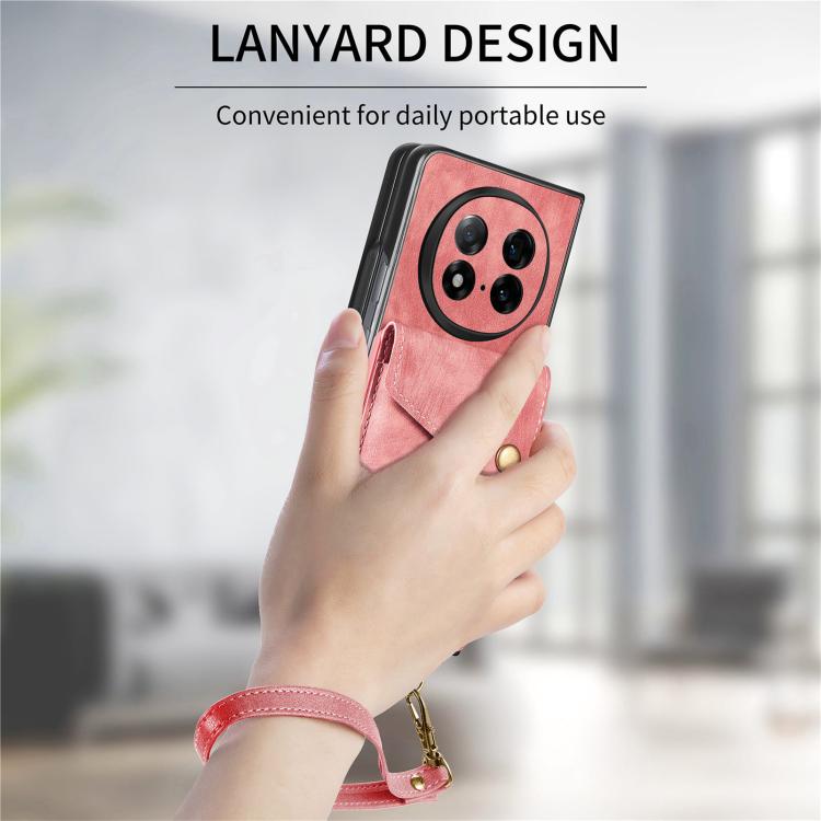 For OPPO Find N5 Retro Card Wallet Fold Leather Phone Case with Strap