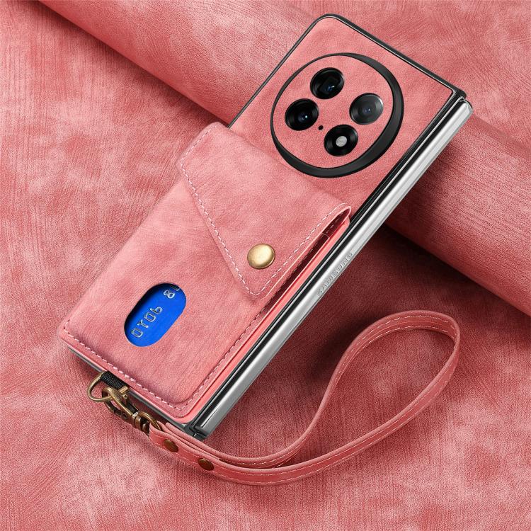 For OPPO Find N5 Retro Card Wallet Fold Leather Phone Case with Strap