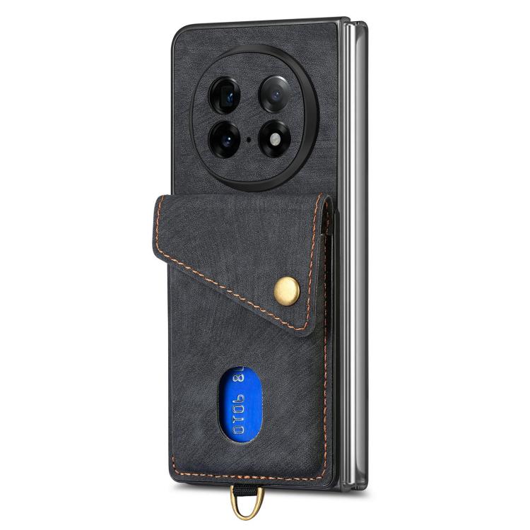 For OPPO Find N5 Retro Card Wallet Fold Leather Phone Case with Strap