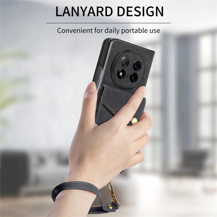 For OPPO Find N5 Retro Card Wallet Fold Leather Phone Case with Strap