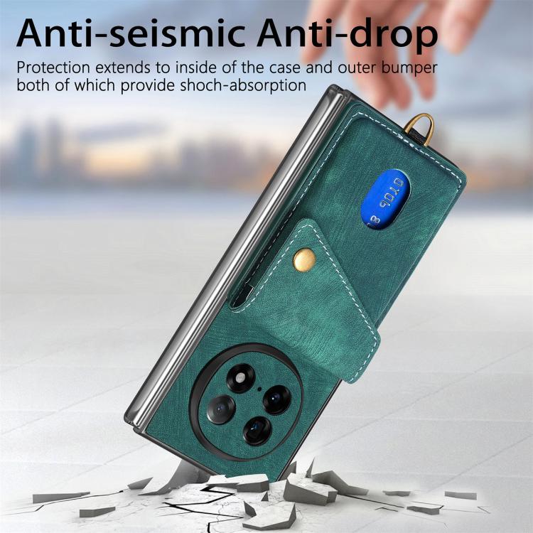 For OPPO Find N5 Retro Card Wallet Fold Leather Phone Case with Strap