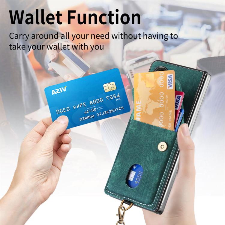 For OPPO Find N5 Retro Card Wallet Fold Leather Phone Case with Strap