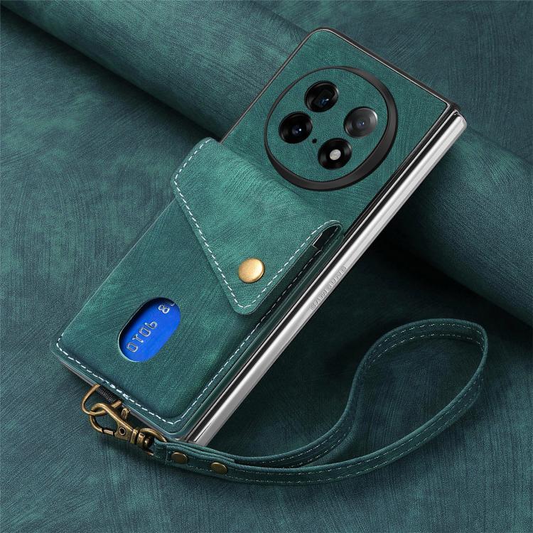 For OPPO Find N5 Retro Card Wallet Fold Leather Phone Case with Strap