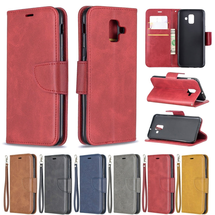 Retro Lambskin Texture Pure Color Horizontal Flip PU Leather Case for Galaxy A6 2018, with Holder & Card Slots & Wallet & Lanyard