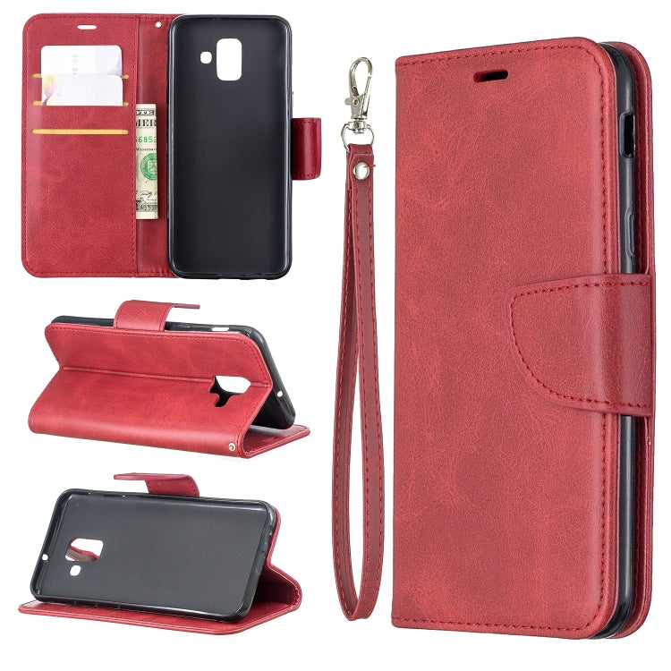 Retro Lambskin Texture Pure Color Horizontal Flip PU Leather Case for Galaxy A6 2018, with Holder & Card Slots & Wallet & Lanyard