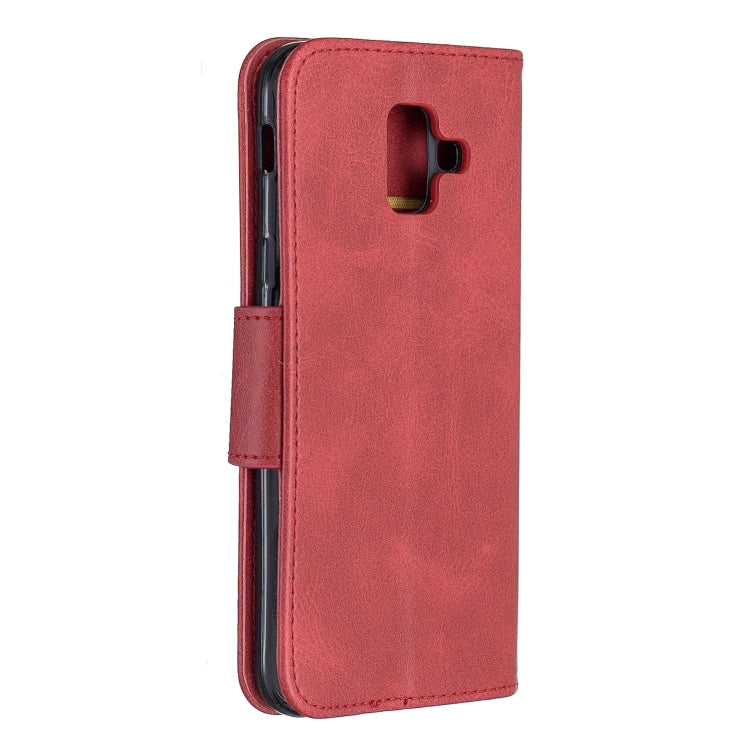 Retro Lambskin Texture Pure Color Horizontal Flip PU Leather Case for Galaxy A6 2018, with Holder & Card Slots & Wallet & Lanyard