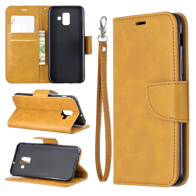 Retro Lambskin Texture Pure Color Horizontal Flip PU Leather Case for Galaxy A6 2018, with Holder & Card Slots & Wallet & Lanyard