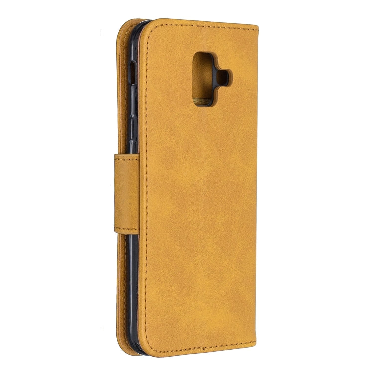 Retro Lambskin Texture Pure Color Horizontal Flip PU Leather Case for Galaxy A6 2018, with Holder & Card Slots & Wallet & Lanyard