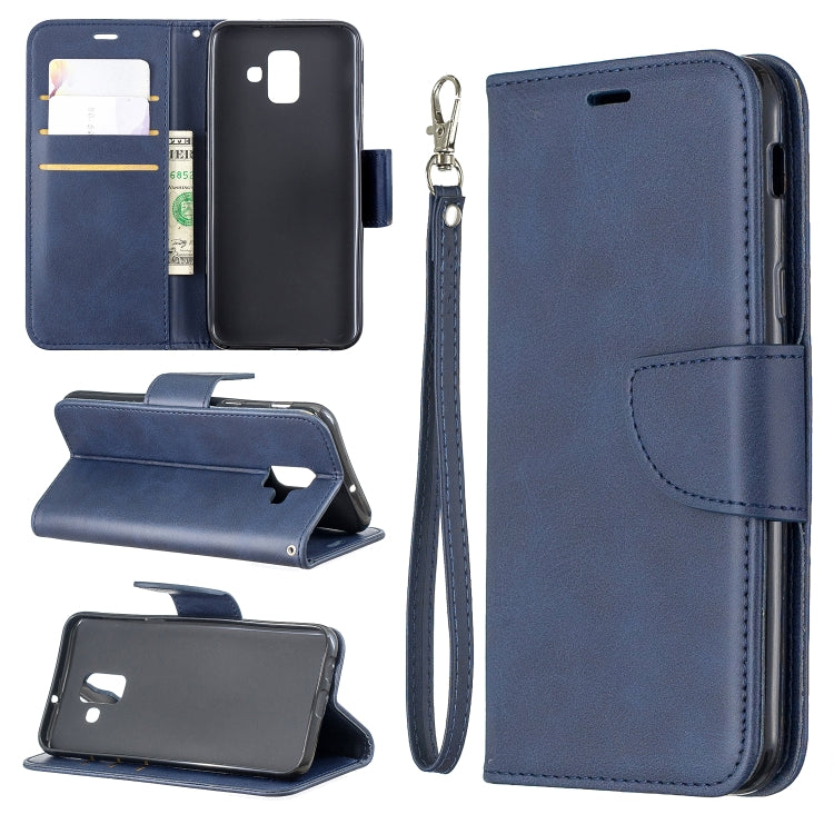 Retro Lambskin Texture Pure Color Horizontal Flip PU Leather Case for Galaxy A6 2018, with Holder & Card Slots & Wallet & Lanyard