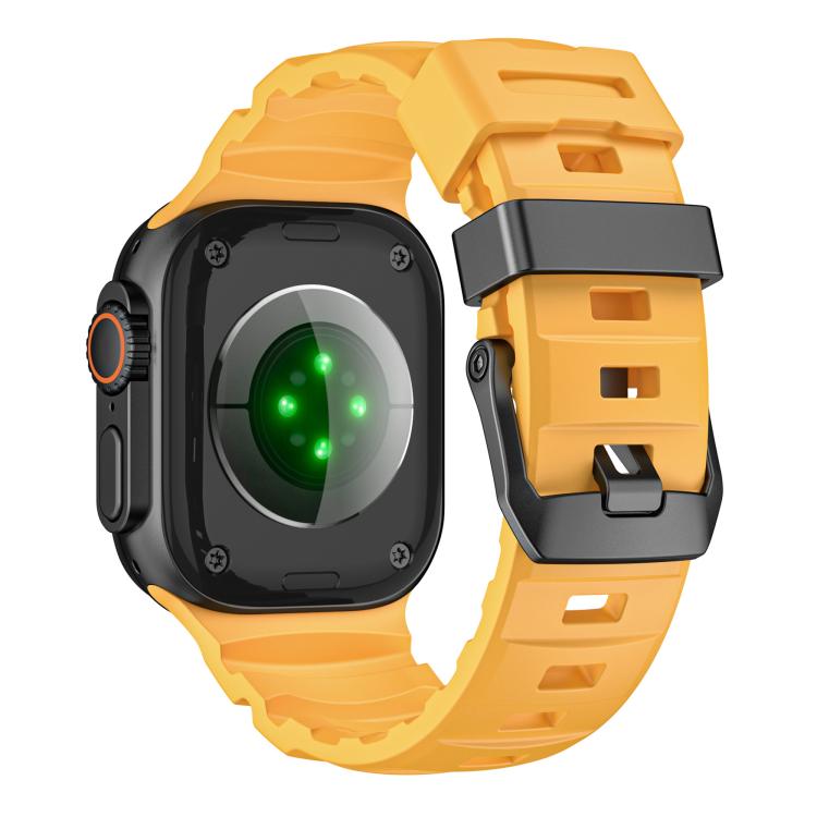 For Apple Watch 46mm / 49mm / 45mm / 44mm Black Buckle Field Path Fluororubber Watch Band
