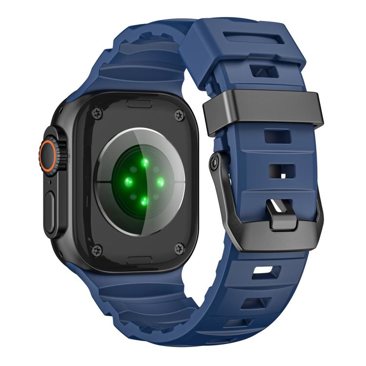 For Apple Watch 46mm / 49mm / 45mm / 44mm Black Buckle Field Path Fluororubber Watch Band