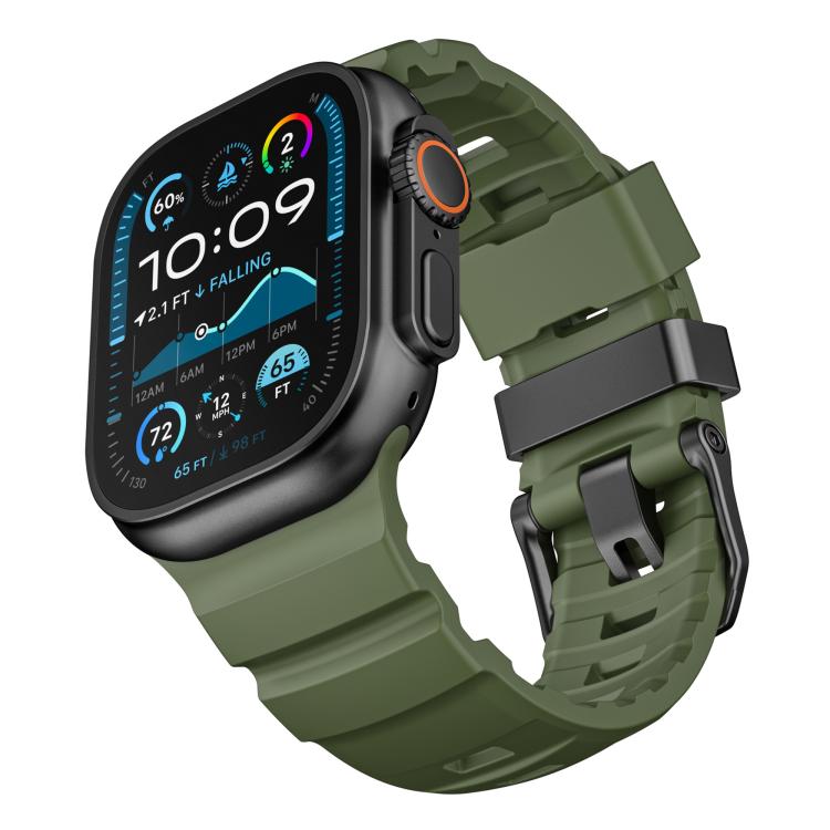 For Apple Watch 46mm / 49mm / 45mm / 44mm Black Buckle Field Path Fluororubber Watch Band