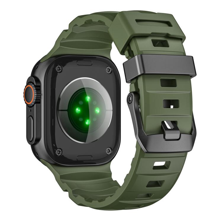 For Apple Watch 46mm / 49mm / 45mm / 44mm Black Buckle Field Path Fluororubber Watch Band