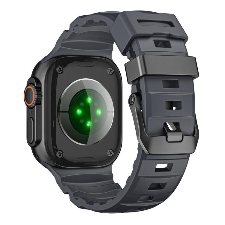 For Apple Watch 46mm / 49mm / 45mm / 44mm Black Buckle Field Path Fluororubber Watch Band