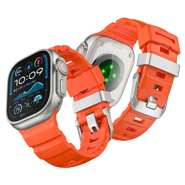 For Apple Watch 46mm / 49mm / 45mm / 44mm Titanium Buckle Field Path Fluororubber Watch Band